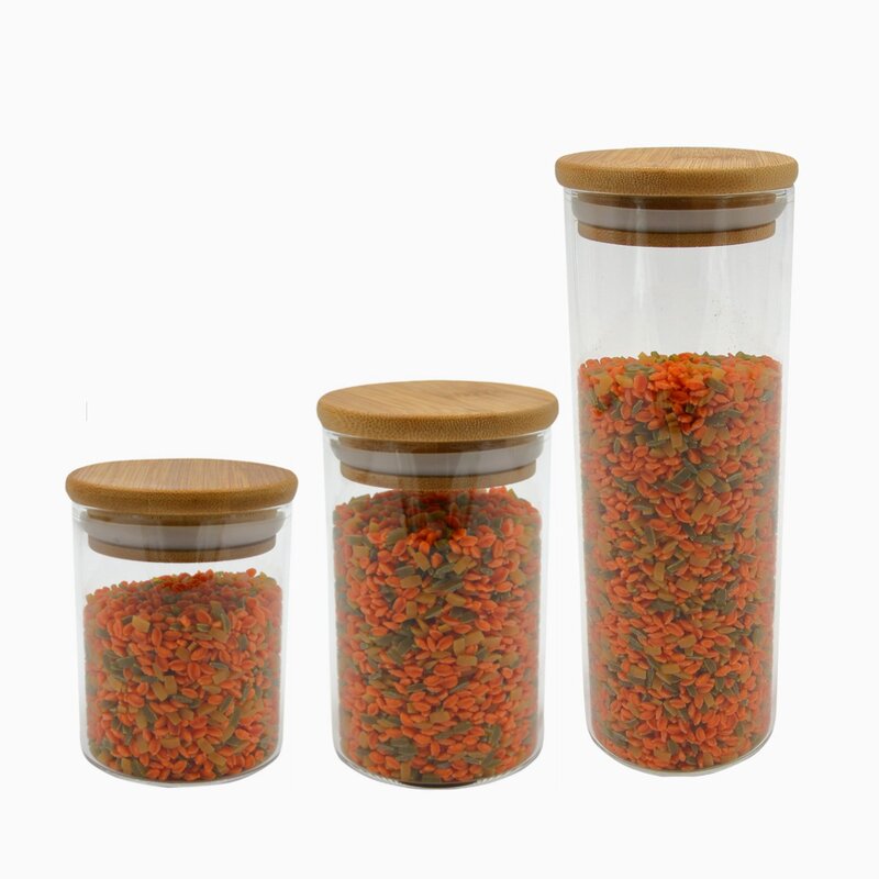 Amazon Hot Selling Heat-Resistant Glass Jar Coffee Beans Storage Jar With Cork Bamboo Lid