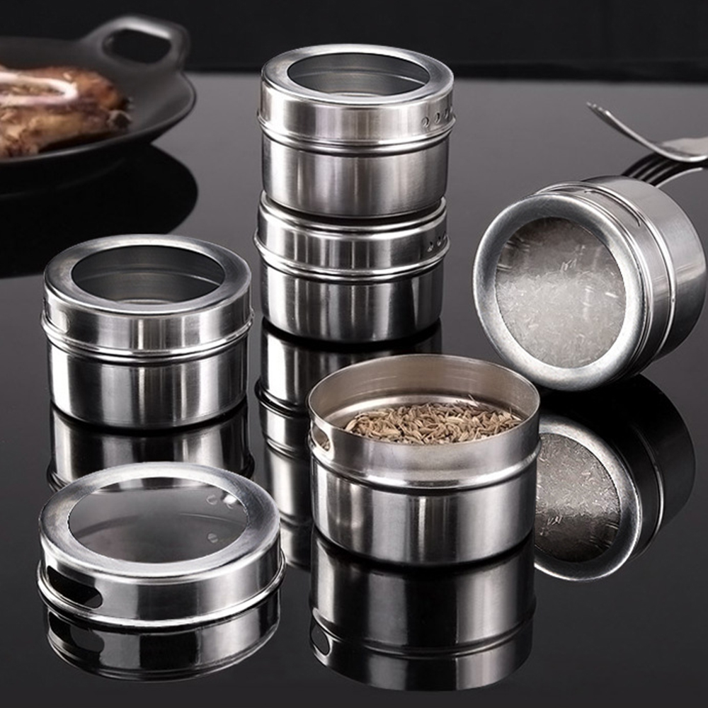 Amazon Hot Selling Kitchen Canister Can Pot Metal Magnet condiment Set Box
