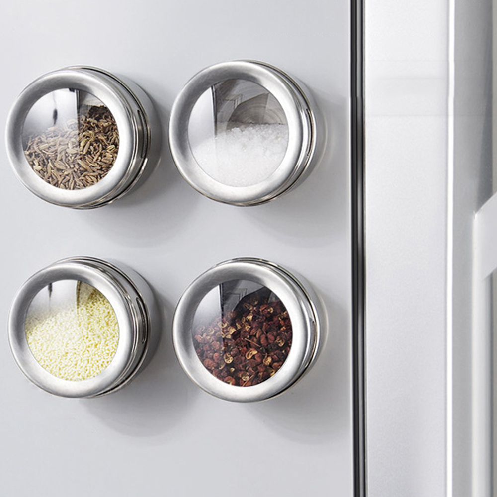 Amazon Hot Selling Stainless Steel Canister Can Pot Metal Magnet seasoning box Set Box//