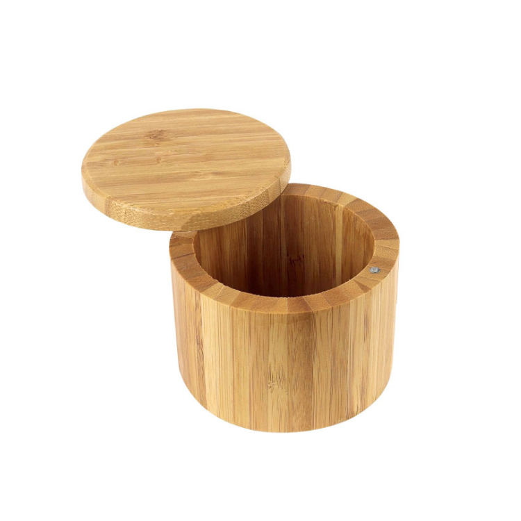 Amazon Popular Selling Bottle Bamboo wooden Salt Spice Jar Salt Shaker mixing bowl With Lid