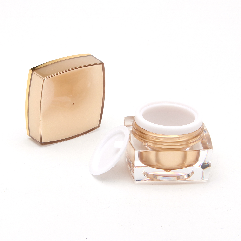 Amazon Square 5g Gold Acrylic Jar Luxury Cosmetic Jars with Lid