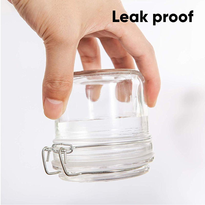 Amazon Square Glass Spice Jar Airtight Clear Storage glass Jars With Flip Top