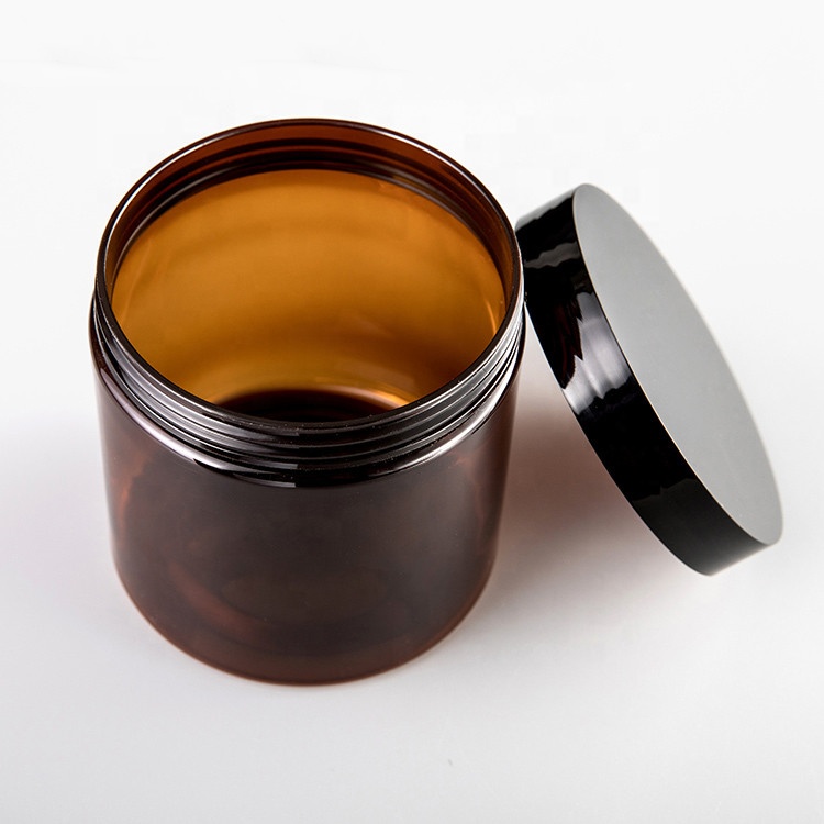 Amazon Top sale Transparent PET Plastic Jars Empty Amber Color Plastic PET Jar Cream Packaging Container Cosmetic Jar