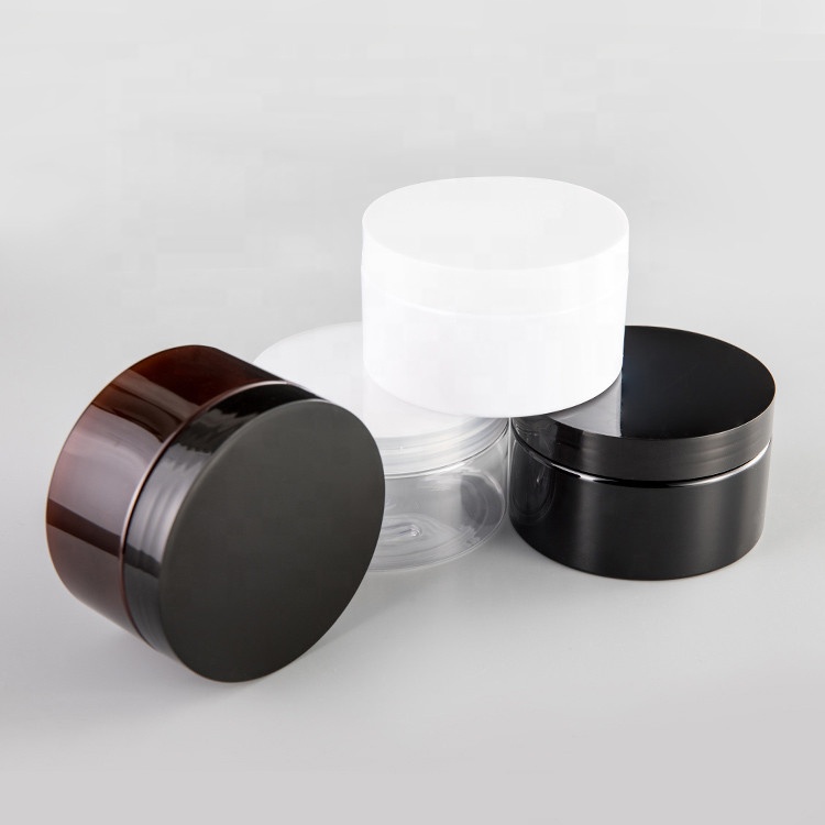 Amazon Top sale Transparent PET Plastic Jars Empty Amber Color Plastic PET Jar Cream Packaging Container Cosmetic Jar