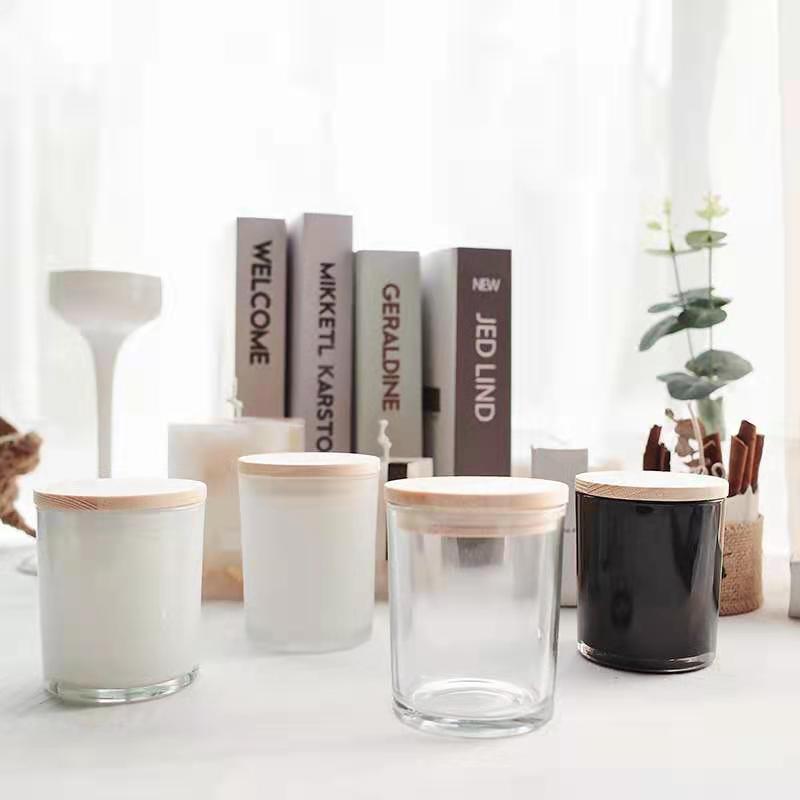 Amazon hot sale 8 oz 9 oz straight sided glass jar with wood lid for candle making