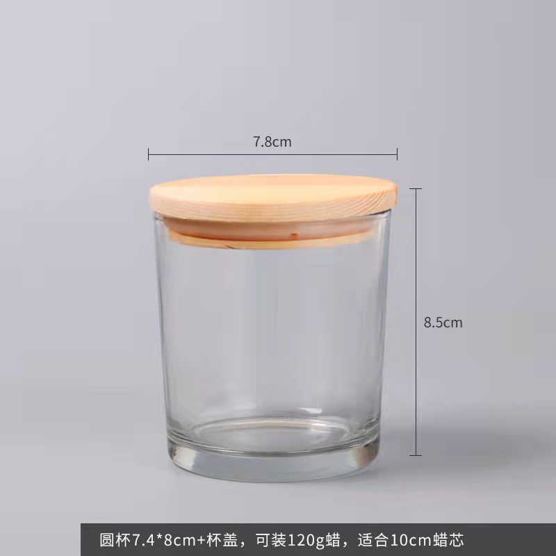 Amazon hot sale 8 oz 9 oz straight sided glass jar with wood lid for candle making