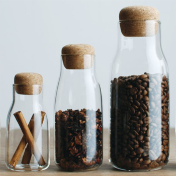 Amazon hot sale heat-resistant single-layer glass coffee storage jar with cork