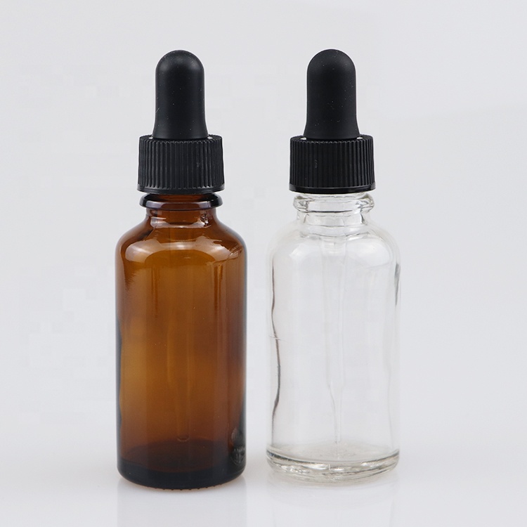 Amazon hot seller 30ml boston round cobalt blue glass bottles with black logo