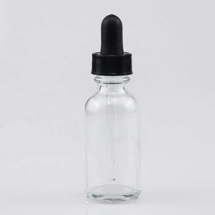 Amazon hot seller 30ml boston round cobalt blue glass bottles with black logo