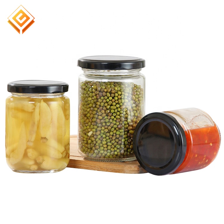 Amazon hot selling cheap wide mouth sealing borosilicate glass jar jam glass rounded jar with cover