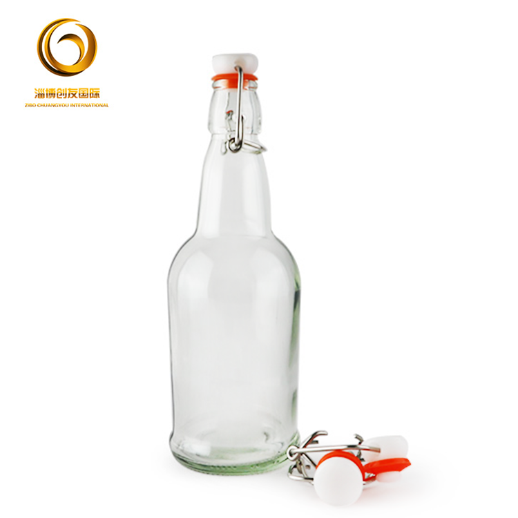 Amazon hotsales products 16oz kombucha EZ cap clear glass bottles CY-093
