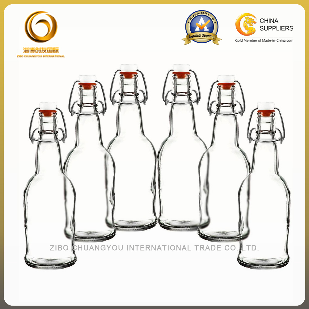Amazon hotsales products 16oz kombucha EZ cap clear glass bottles CY-093