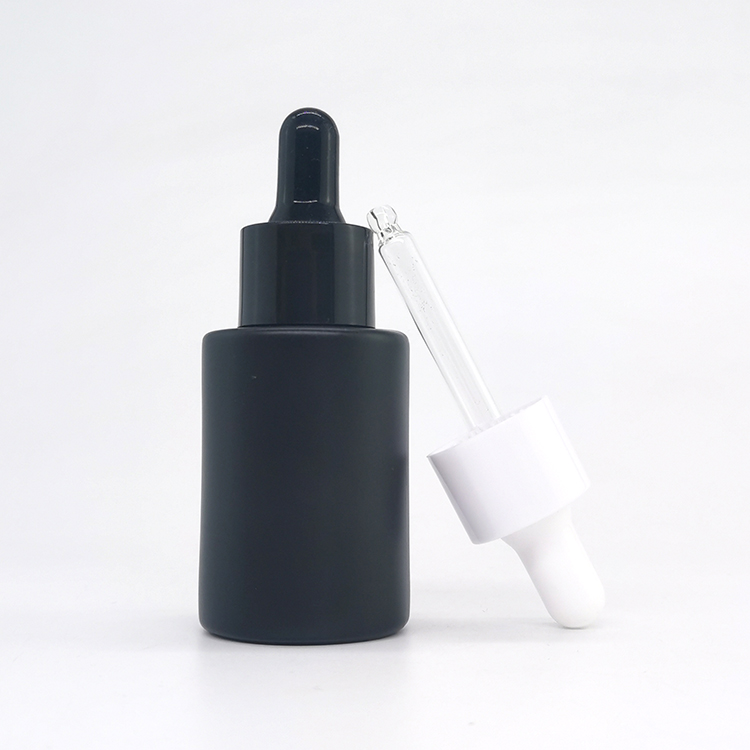 Amazon's best selling in stock clear frosted amber black serum oil bottles 30ml dropper bottle with plastic dropper