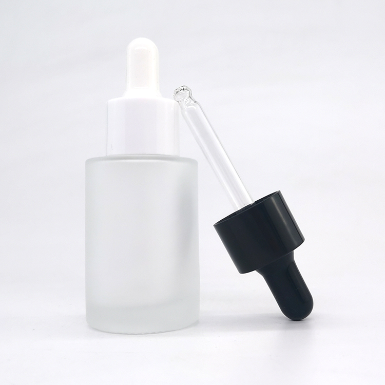 Amazon's best selling in stock clear frosted amber black serum oil bottles 30ml dropper bottle with plastic dropper