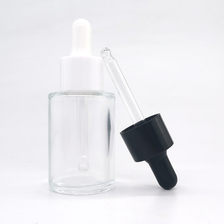 Amazon's best selling in stock clear frosted amber black serum oil bottles 30ml dropper bottle with plastic dropper