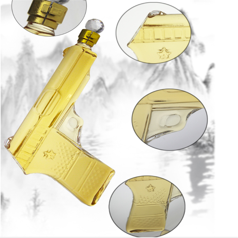 Amazon summer hot style bottle handgun shape wine decanter high borosilicate whiskey decanter