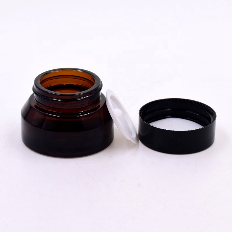 Amber 1/2 oz 15ml fancy glass cosmetic jar sealed glass storage jar lotion bottles for face cream container with twist off cap