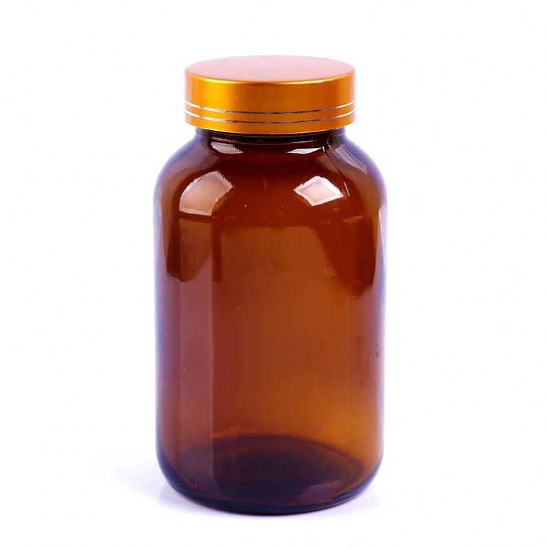 Amber 30ml/50ml/100ml/200ml/250ml glass pill vitamins bottle/medicine container jar packaging with child proof cap for vitamins