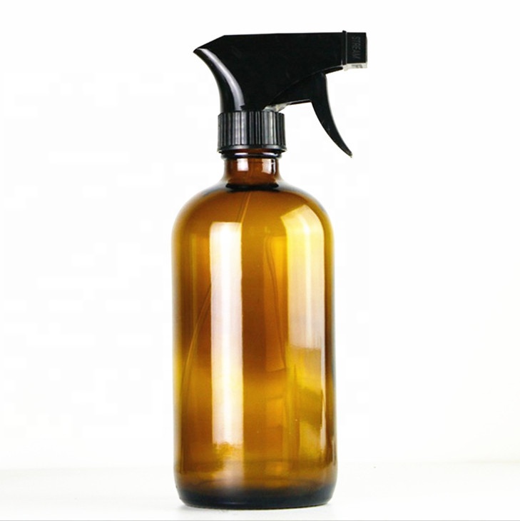 Amber 4oz 16oz Boston Round Glass Bottle Black Spray Fine Mist Sprayer