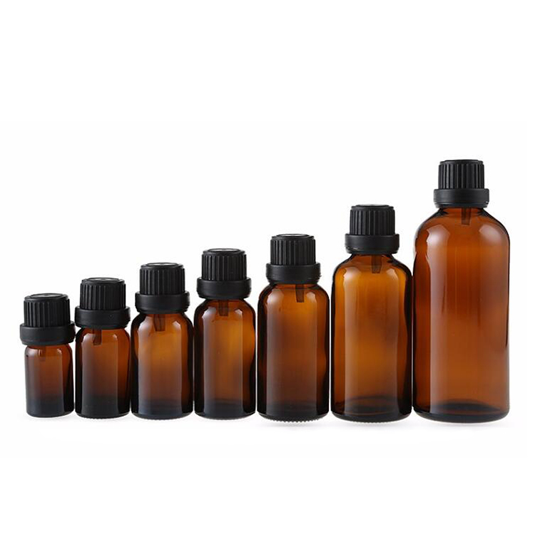 Amber 5ml 10ml 15ml 20ml 30ml 50ml 100ml Glass Essential oil bottle with childproof cap