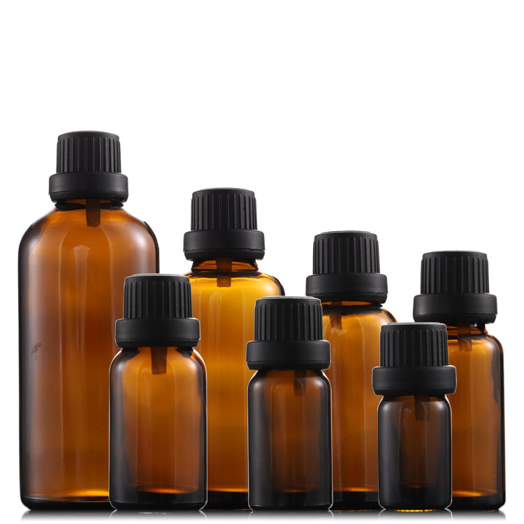 Amber 5ml 10ml 15ml 20ml 30ml 50ml 100ml Glass Essential oil bottle with childproof cap