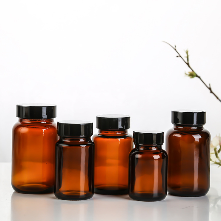Amber 60ml 120ml 200ml 500ml Cosmetic Jar Medicine Bottle Glass Cosmetic Bottle Glass Packaging