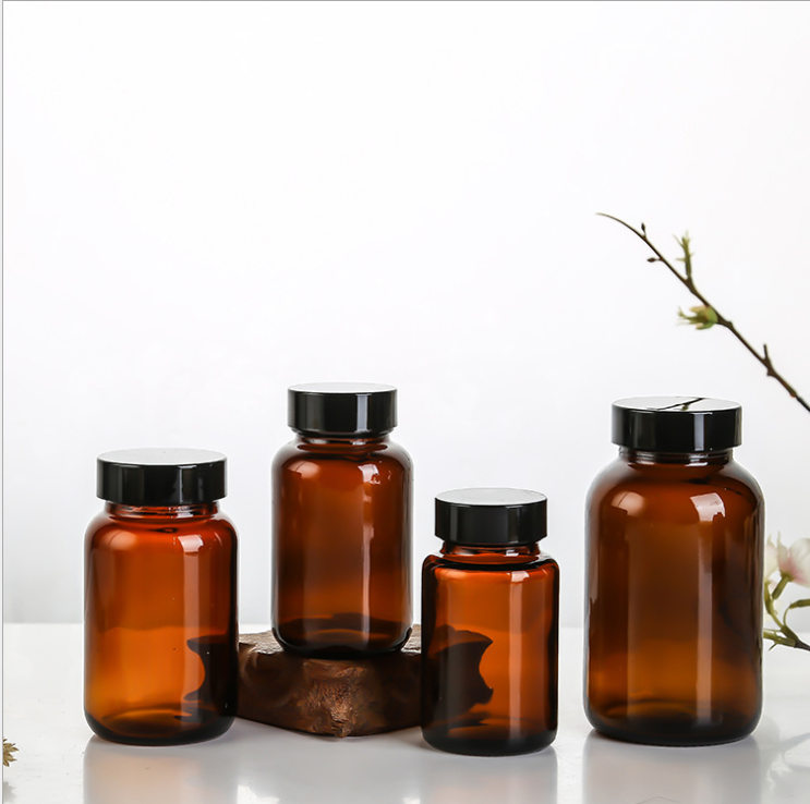 Amber 60ml 120ml 200ml 500ml Cosmetic Jar Medicine Bottle Glass Cosmetic Bottle Glass Packaging