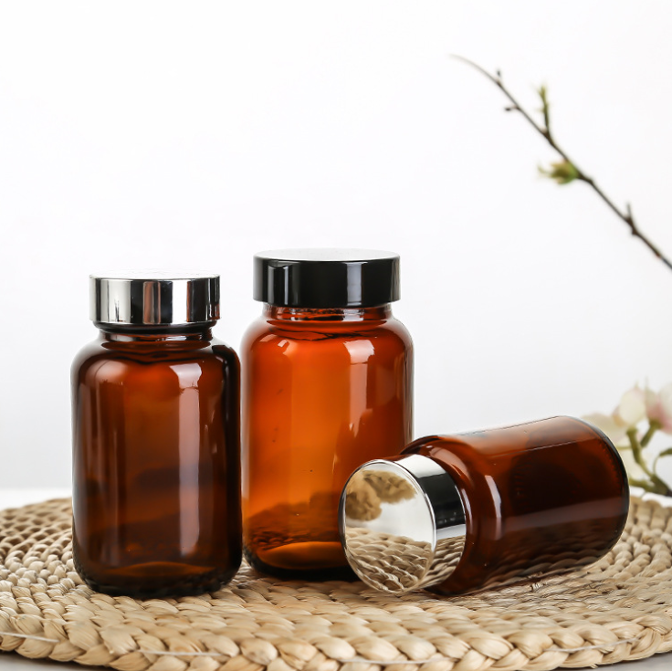 Amber 60ml 120ml 200ml 500ml Cosmetic Jar Medicine Bottle Glass Cosmetic Bottle Glass Packaging