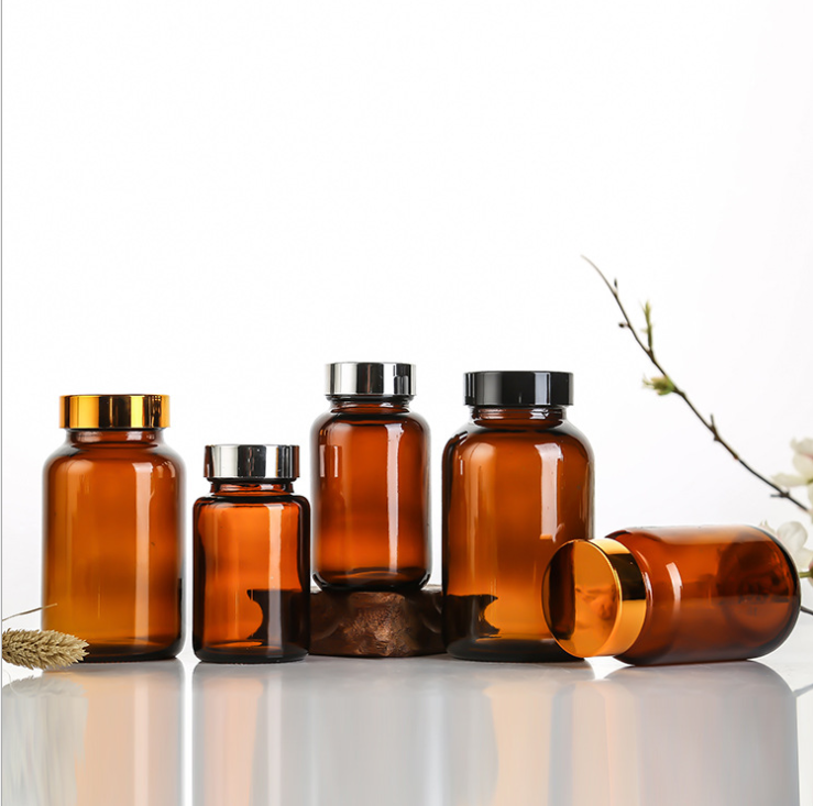 Amber 60ml 120ml 200ml 500ml Cosmetic Jar Medicine Bottle Glass Cosmetic Bottle Glass Packaging