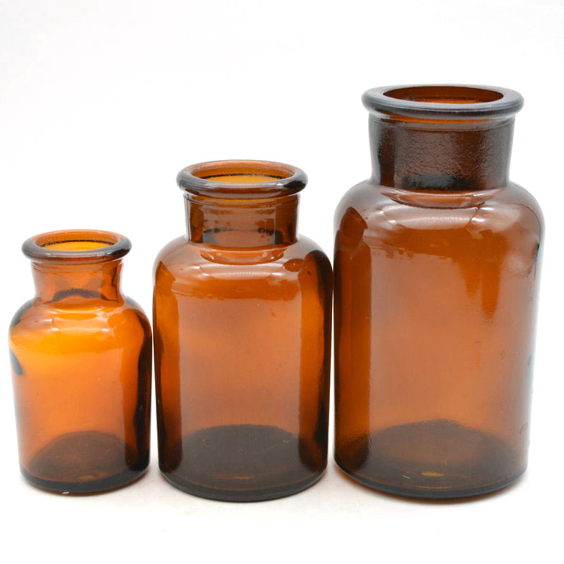 Amber  Apothecary Jars, Decorative Glass Bottles 60ml 125 ml 250ml amber glass jar