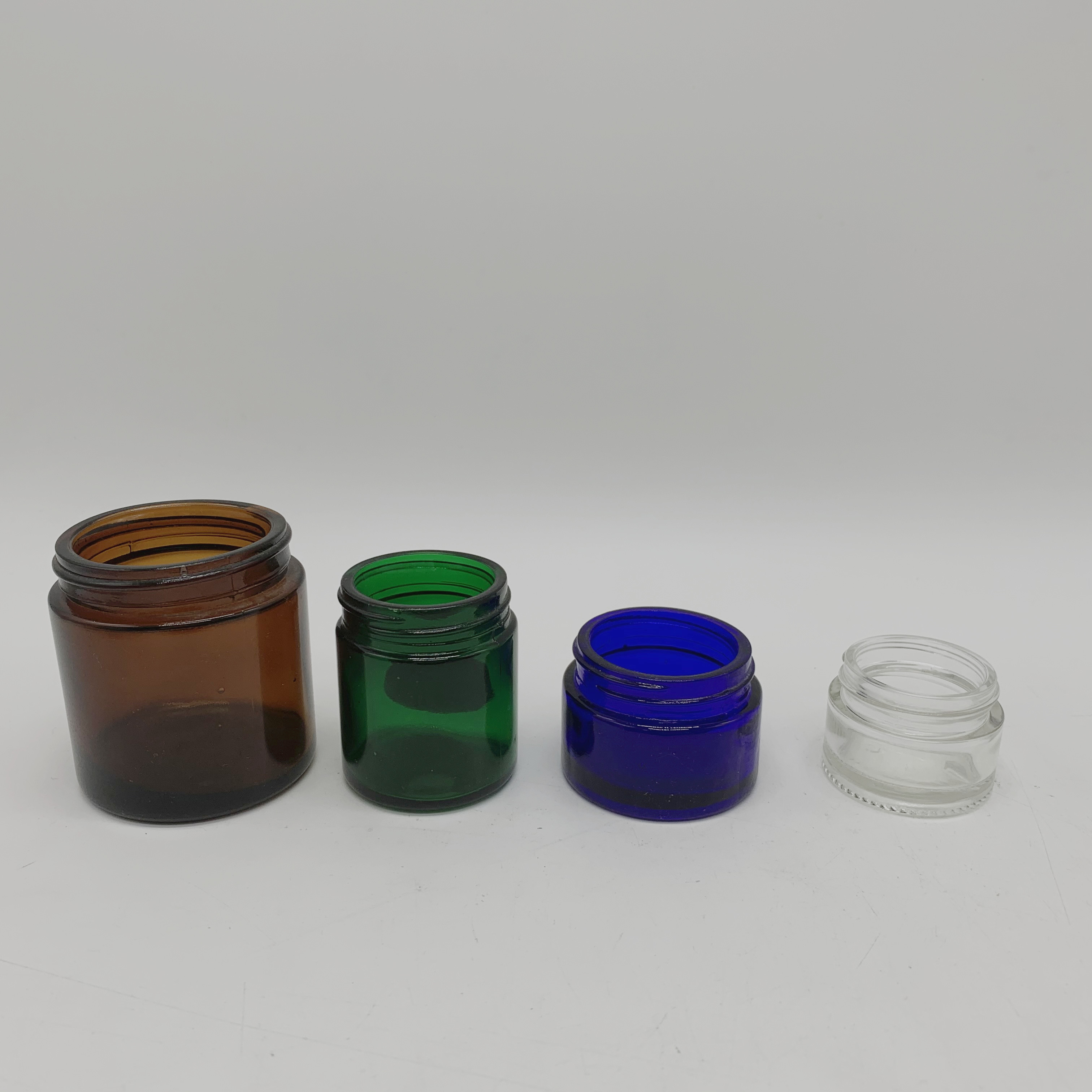 Amber Blue Clear Cosmetic Jar customized Glass Cream Jar
