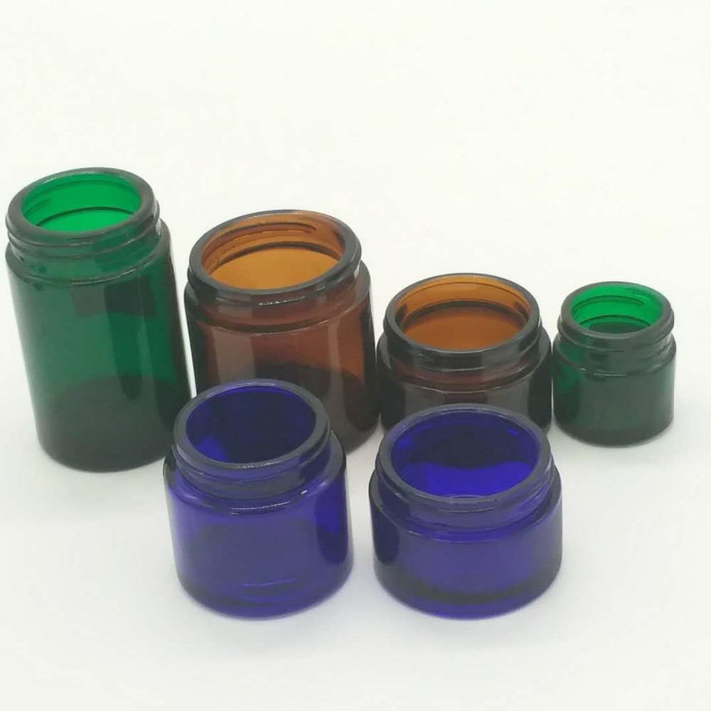 Amber Blue Clear Cosmetic Jar customized Glass Cream Jar