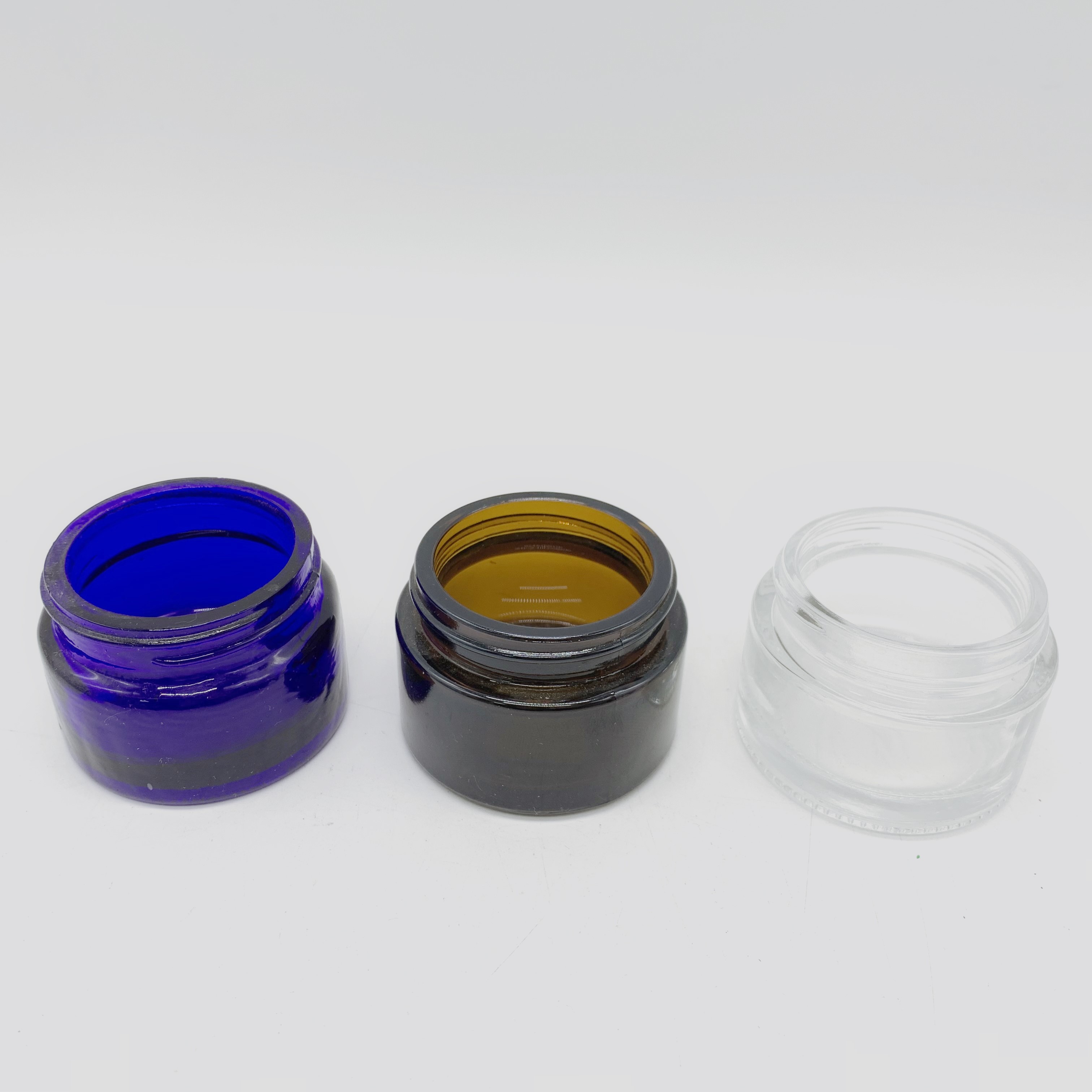 Amber Blue Clear Cosmetic Jar customized Glass Cream Jar