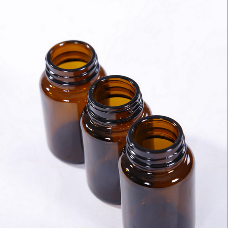 Amber Brown Glass Medicine Glass Bottle Wholesale Custom Orange Green child proof Pill Bottles With Label