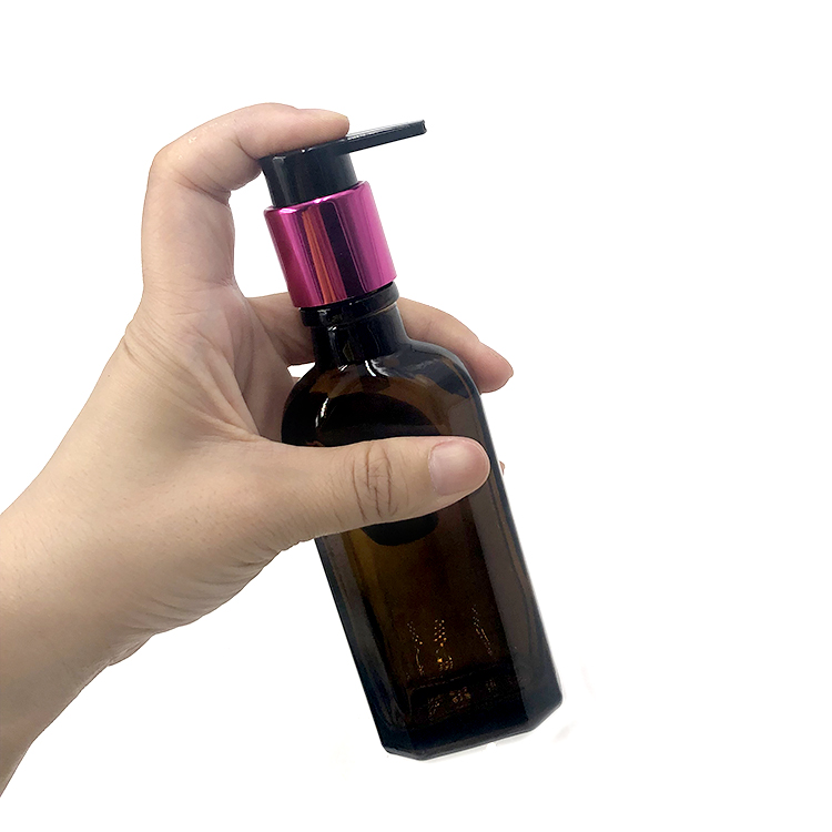 Amber Clear 100ml hair care moroccan oil lotion pump shampoo glass bottle for shampoo & oil