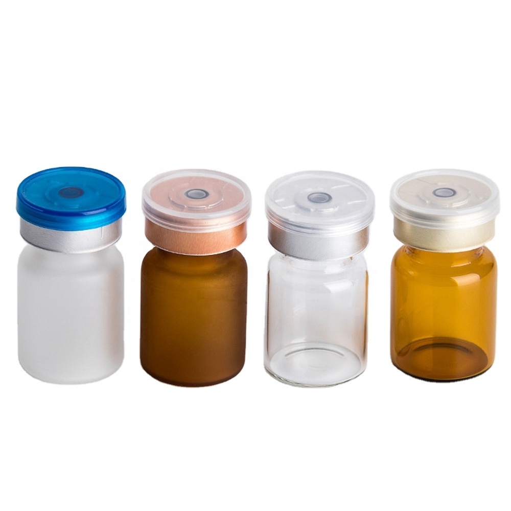 Amber Clear Glass Vials 2ml 3ml 5ml 10ml Mini Glass Injection Vial with  rubber stopper Cap