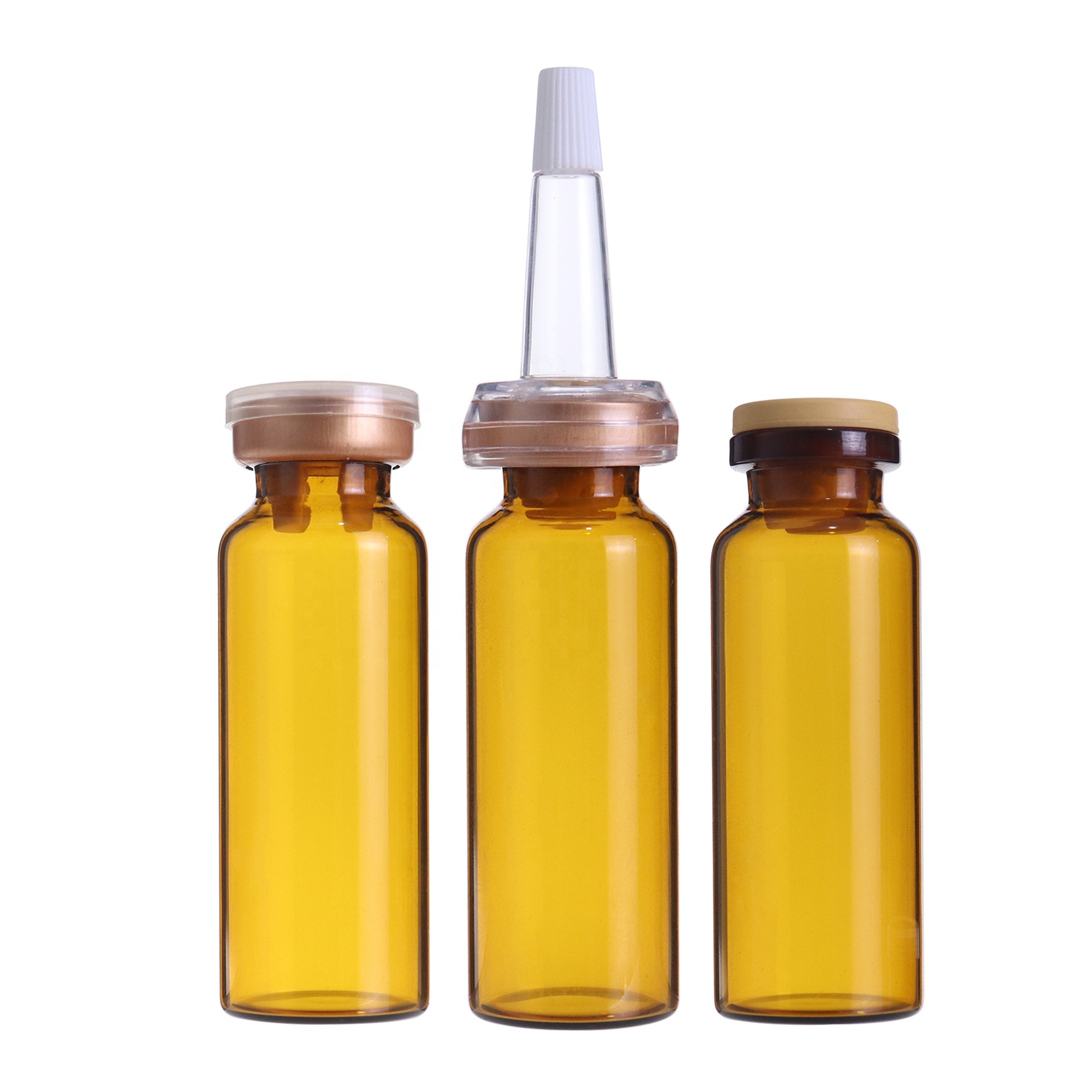 Amber Clear Glass Vials 2ml 3ml 5ml 10ml Mini Glass Injection Vial with rubber stopper Cap
