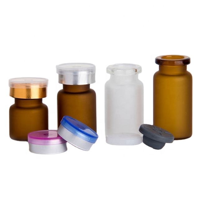 Amber Clear Glass Vials 2ml 3ml 5ml 10ml Mini Glass Injection Vial with rubber stopper Cap