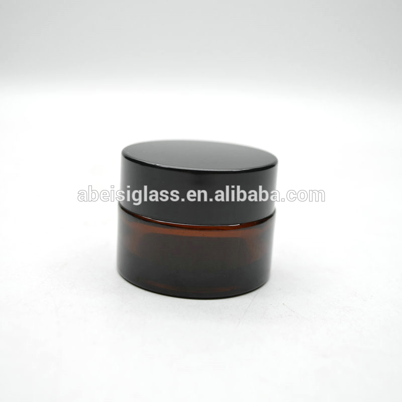 Amber Coating Skin Care Cream Containers 20g Glass Cosmetic Jar with Black Lid