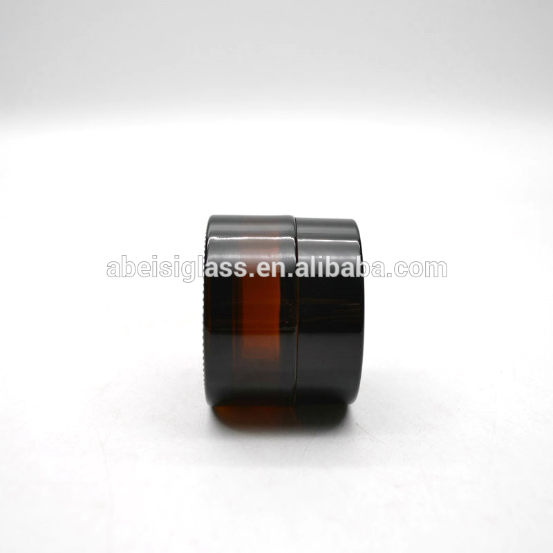 Amber Coating Skin Care Cream Containers 20g Glass Cosmetic Jar with Black Lid