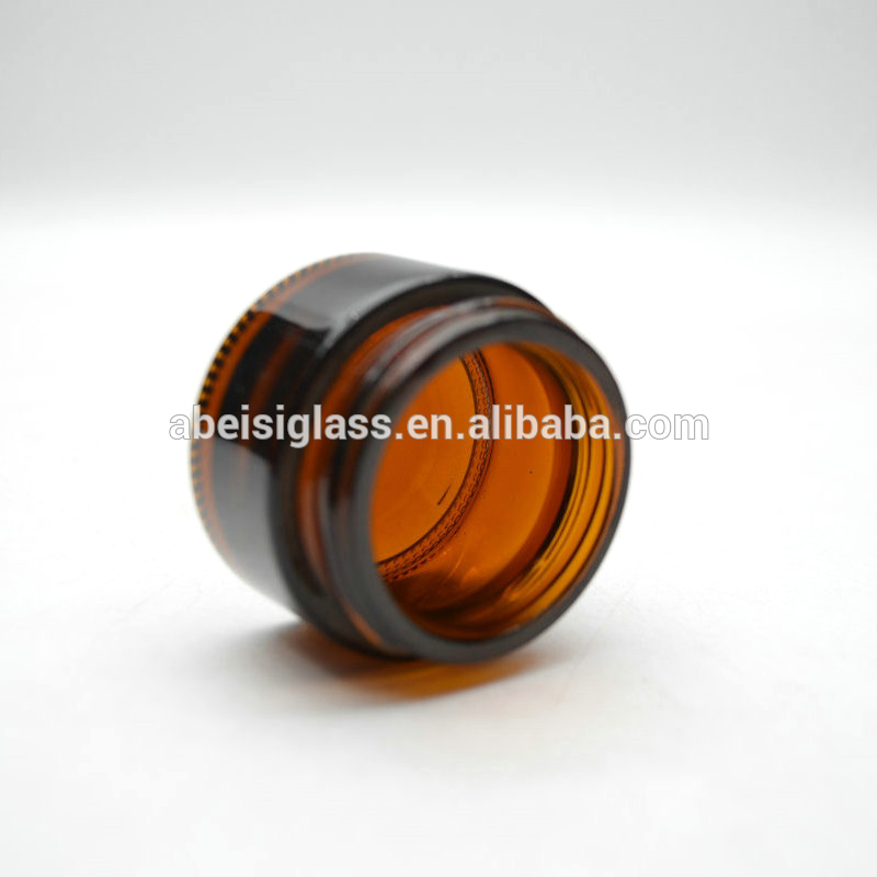 Amber Coating Skin Care Cream Containers 20g Glass Cosmetic Jar with Black Lid