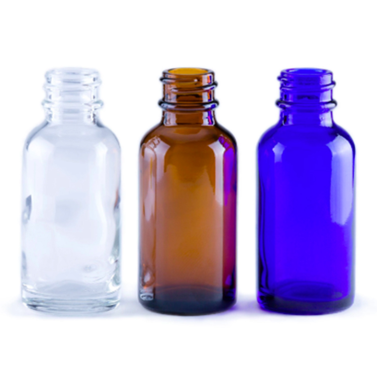 Amber Cobalt Boston Round Glass Bottle 2oz 4oz 8oz 16oz 32oz with Black Phenolic Cap