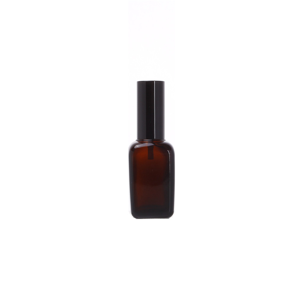 Amber Custom Square Glass Serum Bottle Essential Oil Glass Bottle With Spray Pump