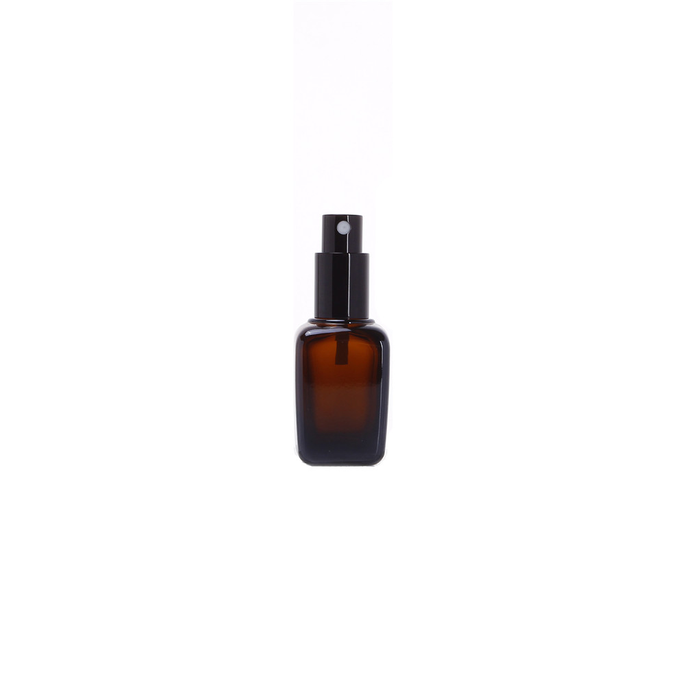Amber Custom Square Glass Serum Bottle Essential Oil Glass Bottle With Spray Pump
