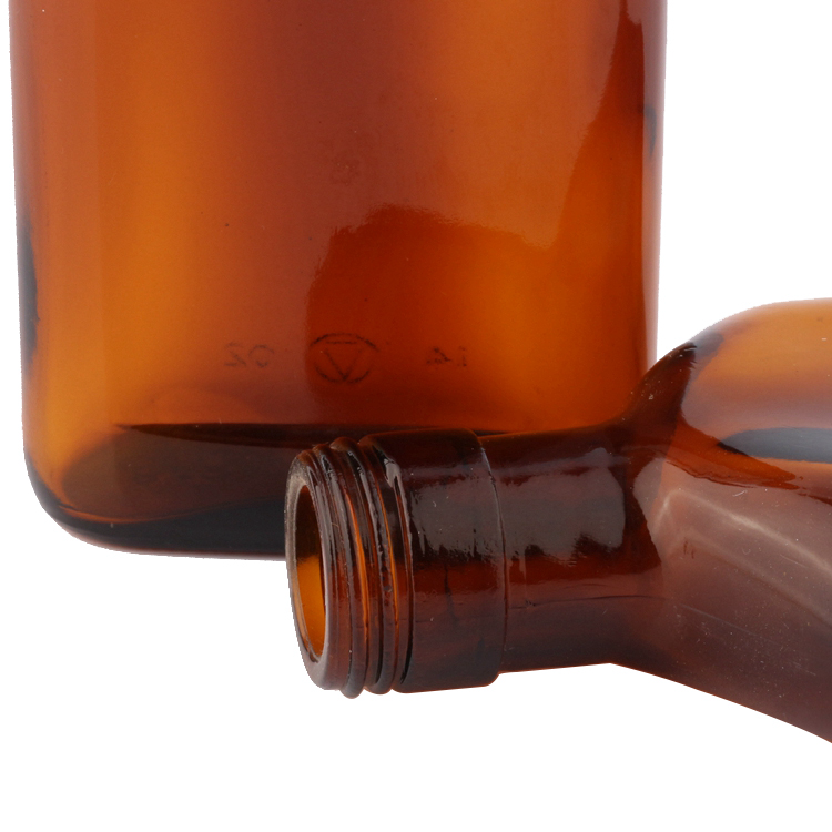 Amber Custom Unique Shape Flask Flat Glass Bottle