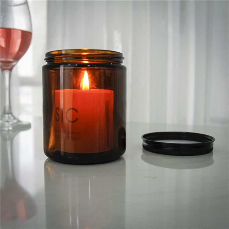 Amber Customize Round Glass Jars Candle Packaging Glass Jars with Lids homeland containers