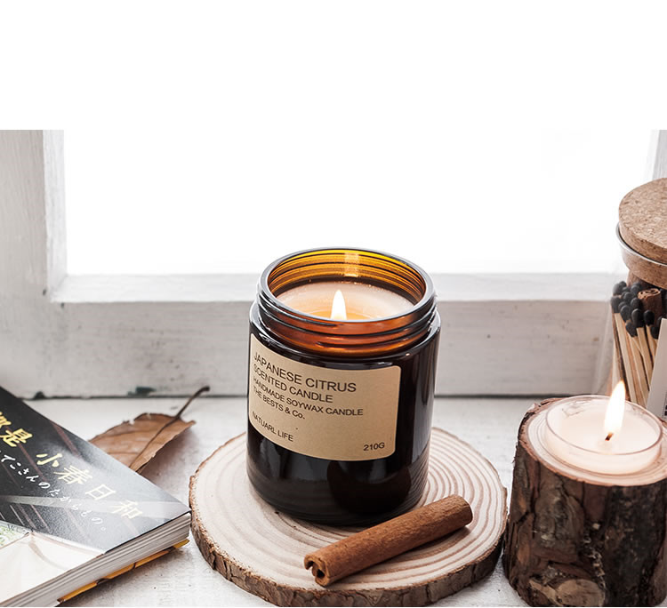 Amber Empty 60ML 100ML 250ML 500ML Scented Glass Candle Jar with Metal Lids