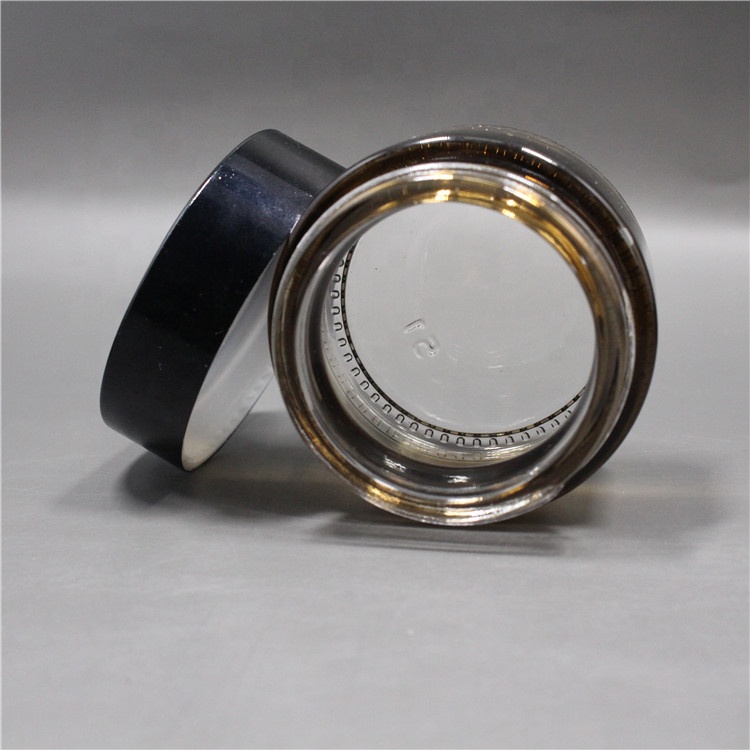 Amber Frosted Glass Cream Jar 50g Empty Cosmetic Container 1oz Make Up Cream Packaging With Black Cap