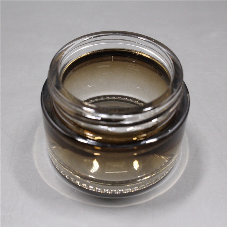 Amber Frosted Glass Cream Jar 50g Empty Cosmetic Container 1oz Make Up Cream Packaging With Black Cap