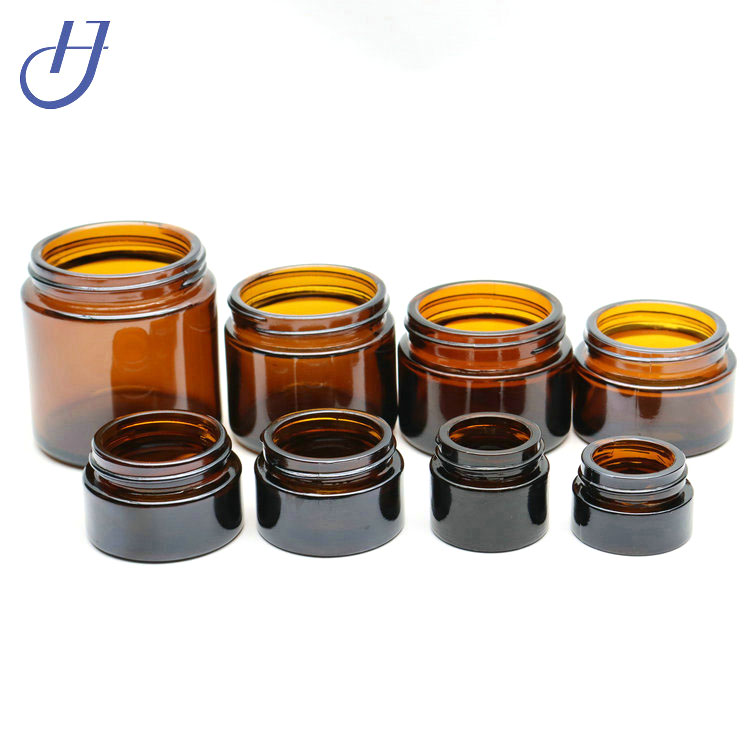 Amber Glass 5 ml 1/6 oz Small Thick Wall Round Jars Vials Pot Cosmetic Bottle Face Cream Containers With Black Lids